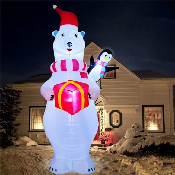 8 Ft Christmas Inflatables Christmas Decor Santa Polar Bear Penguin with Lights